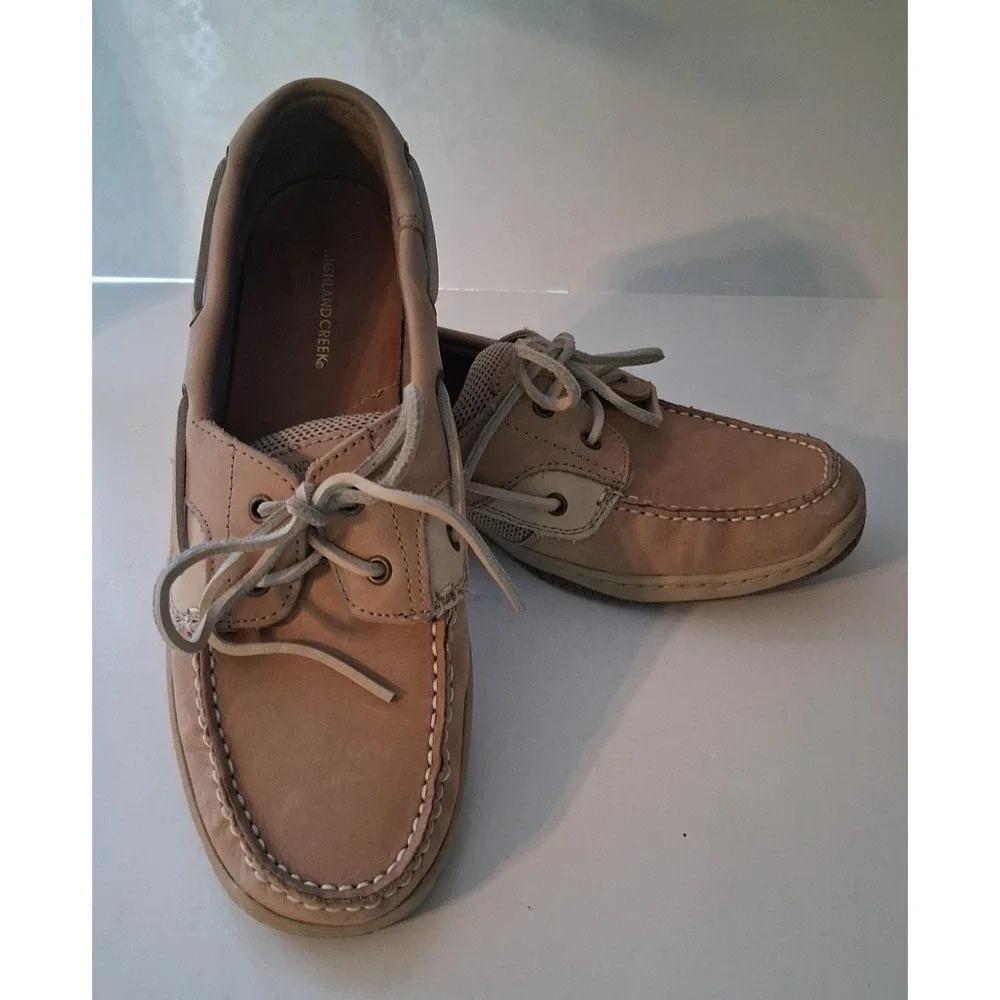 Highland Creek Chesapeake Men's Boat Shoes Loafers Size 10M Tan Leather NICE!